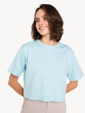 Sky Blue Women’s Cotton Crop T-Shirt